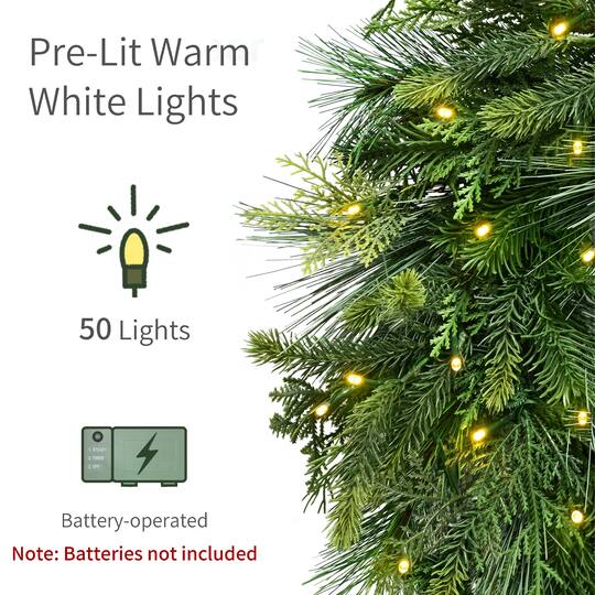 Puleo International 9ft. Pre-Lit Battery-Operated Artificial Christmas Garland